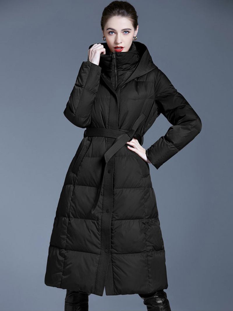 Casacos Penas Duck Down Winter Warm Outerwear Para Mulheres - Preto