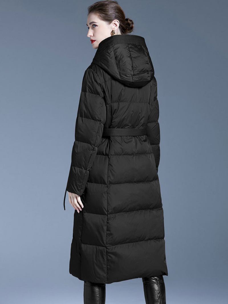 Casacos Penas Duck Down Winter Warm Outerwear Para Mulheres - Preto