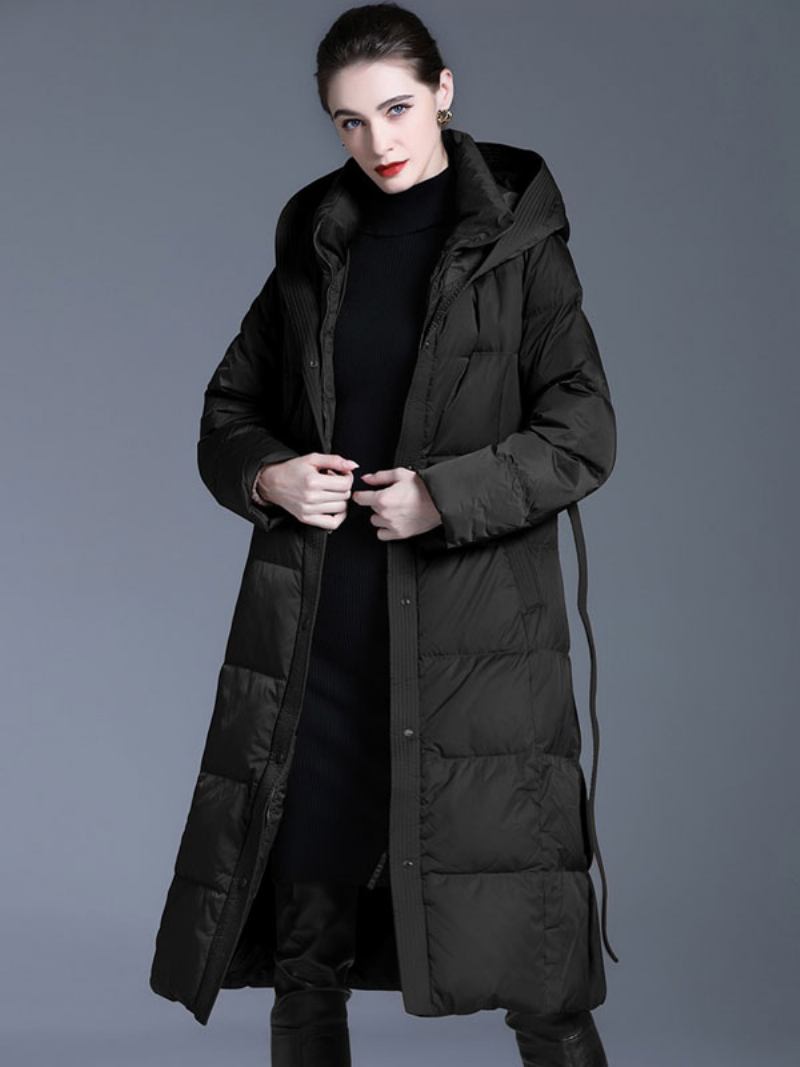 Casacos Penas Duck Down Winter Warm Outerwear Para Mulheres - Preto