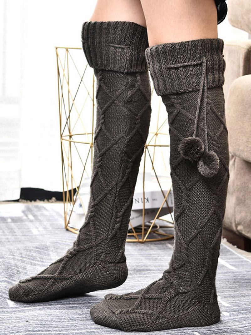 Cinza Alta Qualidade Fofo Malha Inverno Grosso Quente Aconchegante Fuzzy Calcetines Felpa Piso Invierno Meias Femininas - Cinza Profundo