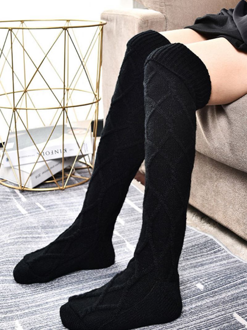 Cinza Alta Qualidade Fofo Malha Inverno Grosso Quente Aconchegante Fuzzy Calcetines Felpa Piso Invierno Meias Femininas - Preto