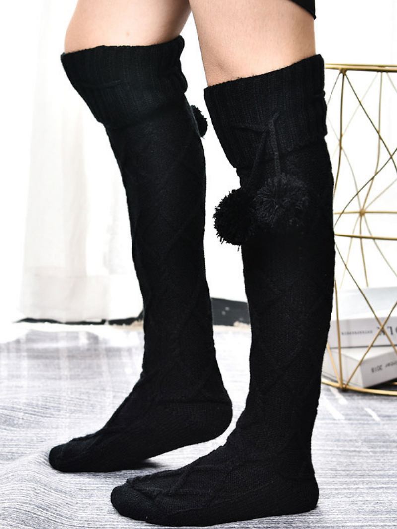 Cinza Alta Qualidade Fofo Malha Inverno Grosso Quente Aconchegante Fuzzy Calcetines Felpa Piso Invierno Meias Femininas - Preto