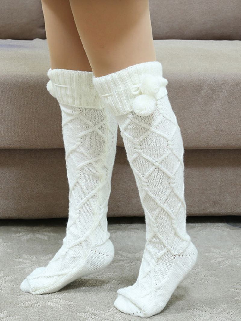 Cinza Alta Qualidade Fofo Malha Inverno Grosso Quente Aconchegante Fuzzy Calcetines Felpa Piso Invierno Meias Femininas - Branco