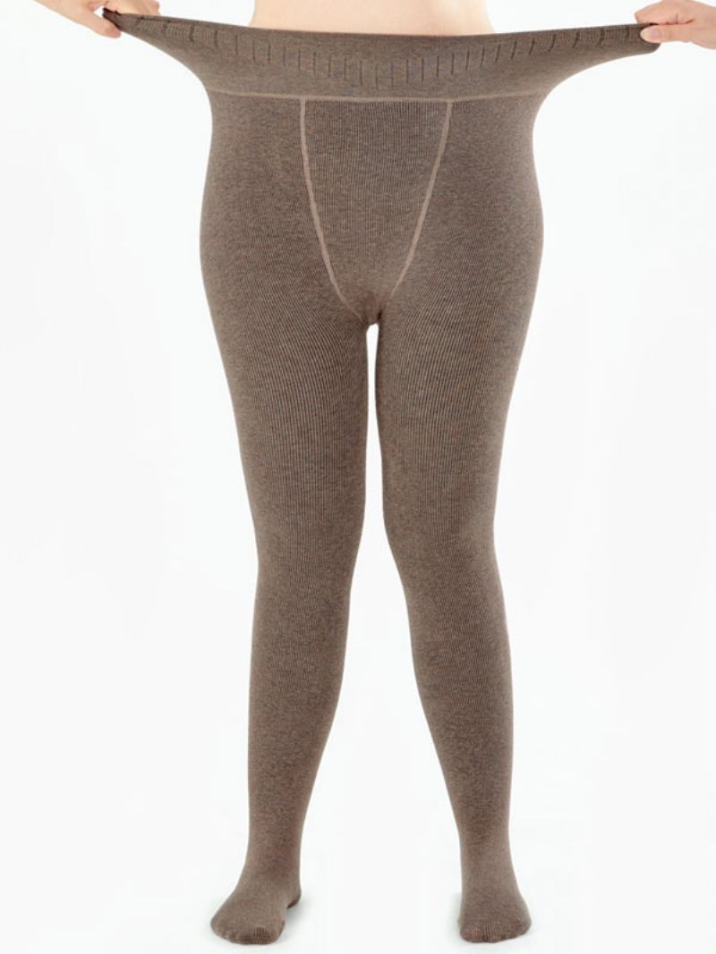 Leggings Femininas Finas 400g Meias Quentes Inverno - Castanho Claro