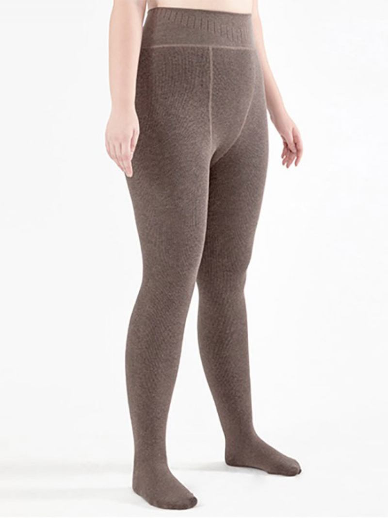 Leggings Femininas Finas 400g Meias Quentes Inverno - Castanho Claro