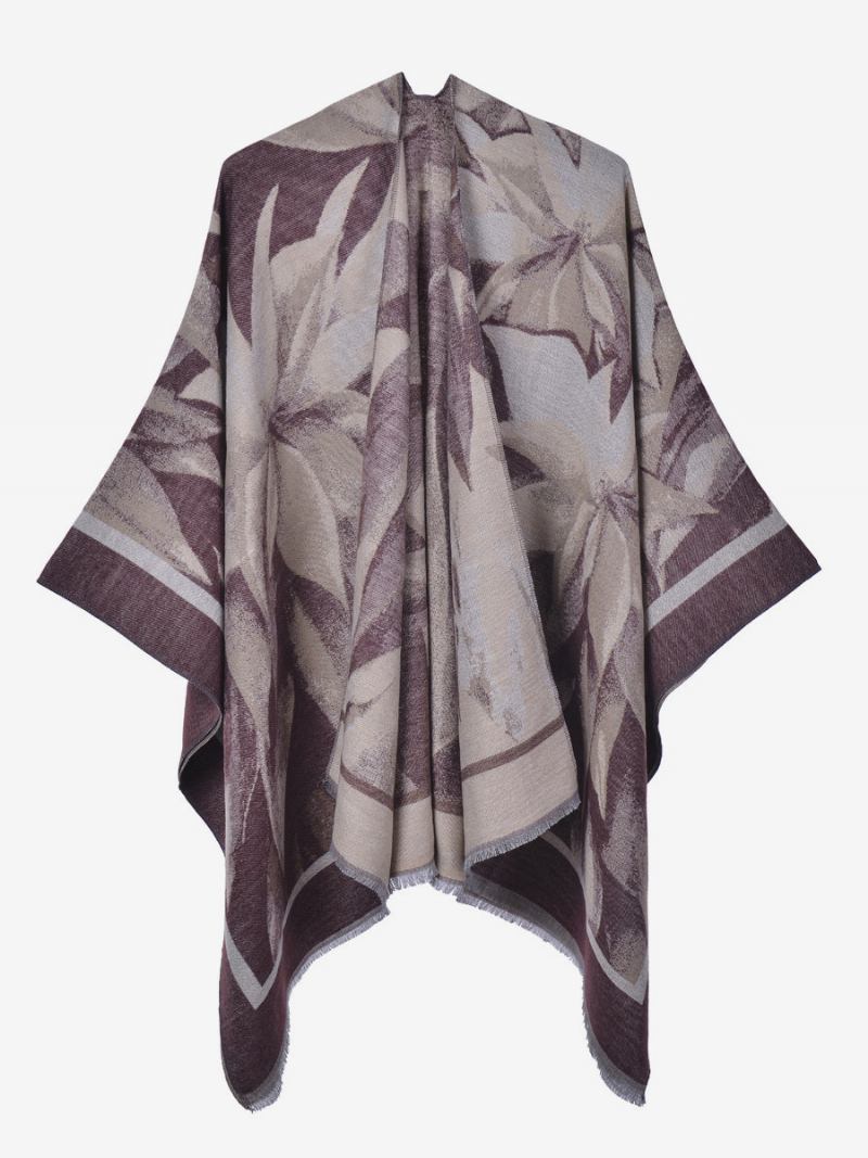 Capa Feminina Clássica Floral Estampada Poncho Diário Casual Grande - Fúcsia