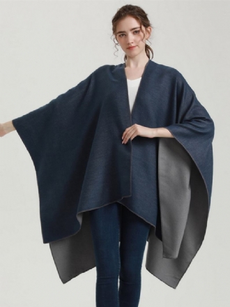 Capa Feminina Colorida Bloco Grande Diário Casual Outono Inverno Poncho