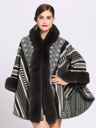 Casaco Feminino Poncho Com Capuz Capa Quente Inverno