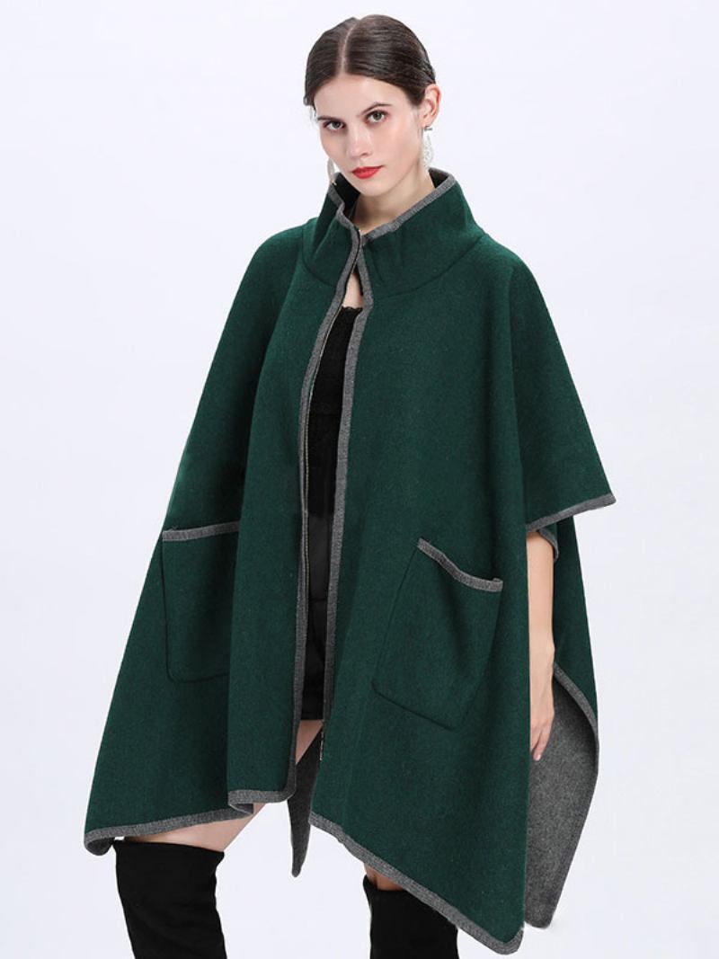 Casaco Poncho Feminino Capa Oversized Primavera Outerwear - Verde Escuro