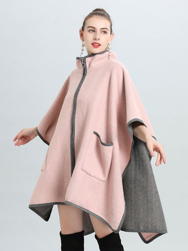 Casaco Poncho Feminino Capa Oversized Primavera Outerwear - Rosa