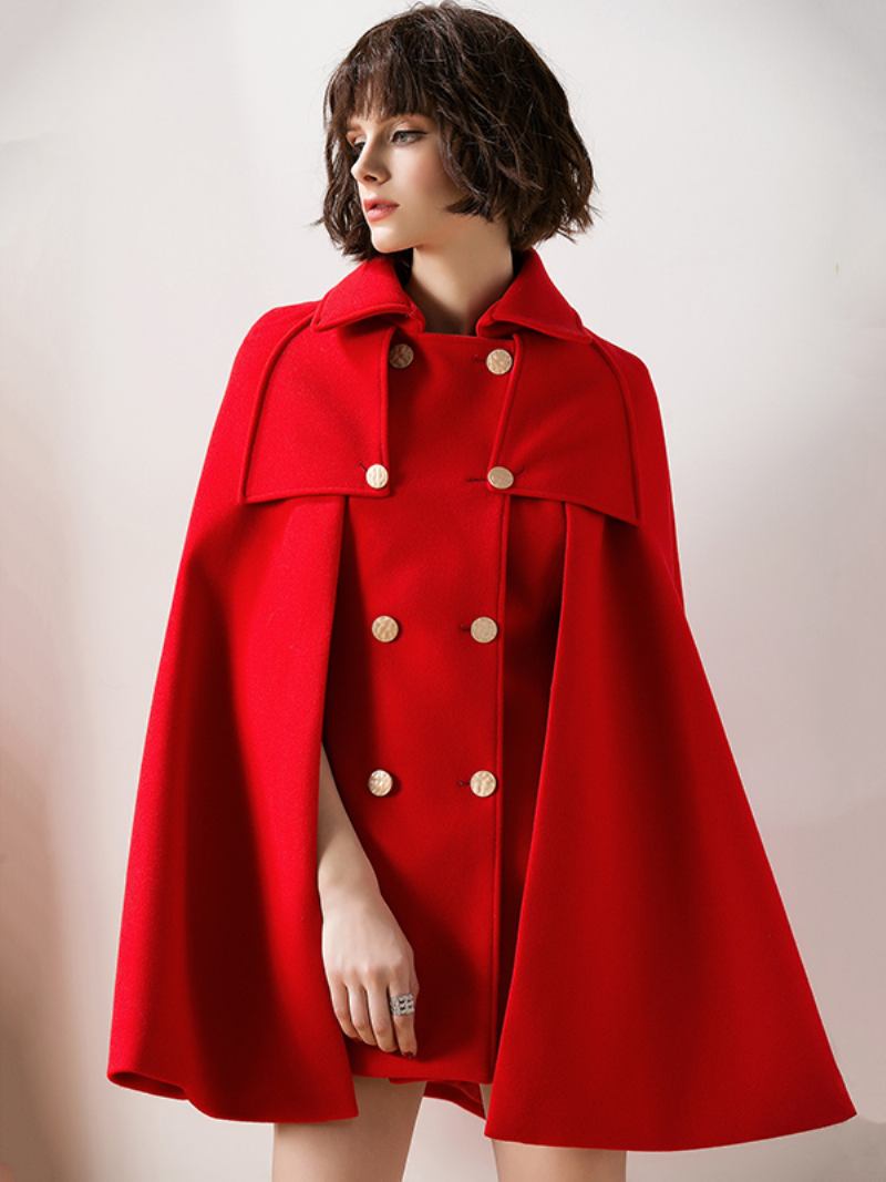 Feminino Vermelho Poncho Oversized Capa Casaco Inverno Outerwear