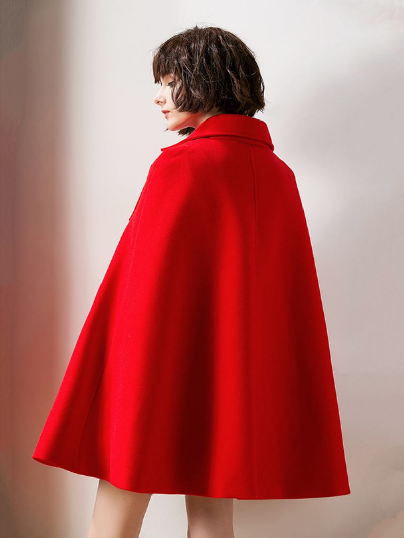 Feminino Vermelho Poncho Oversized Capa Casaco Inverno Outerwear - Vermelho