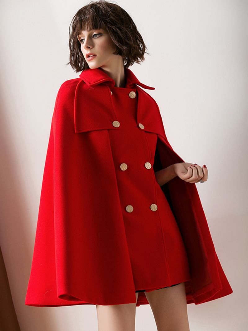 Feminino Vermelho Poncho Oversized Capa Casaco Inverno Outerwear - Vermelho