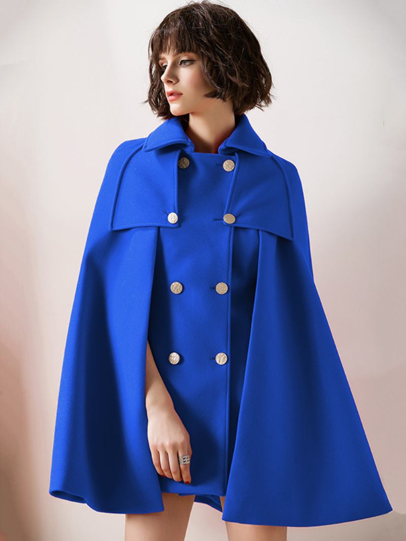 Feminino Vermelho Poncho Oversized Capa Casaco Inverno Outerwear - Azul Royal