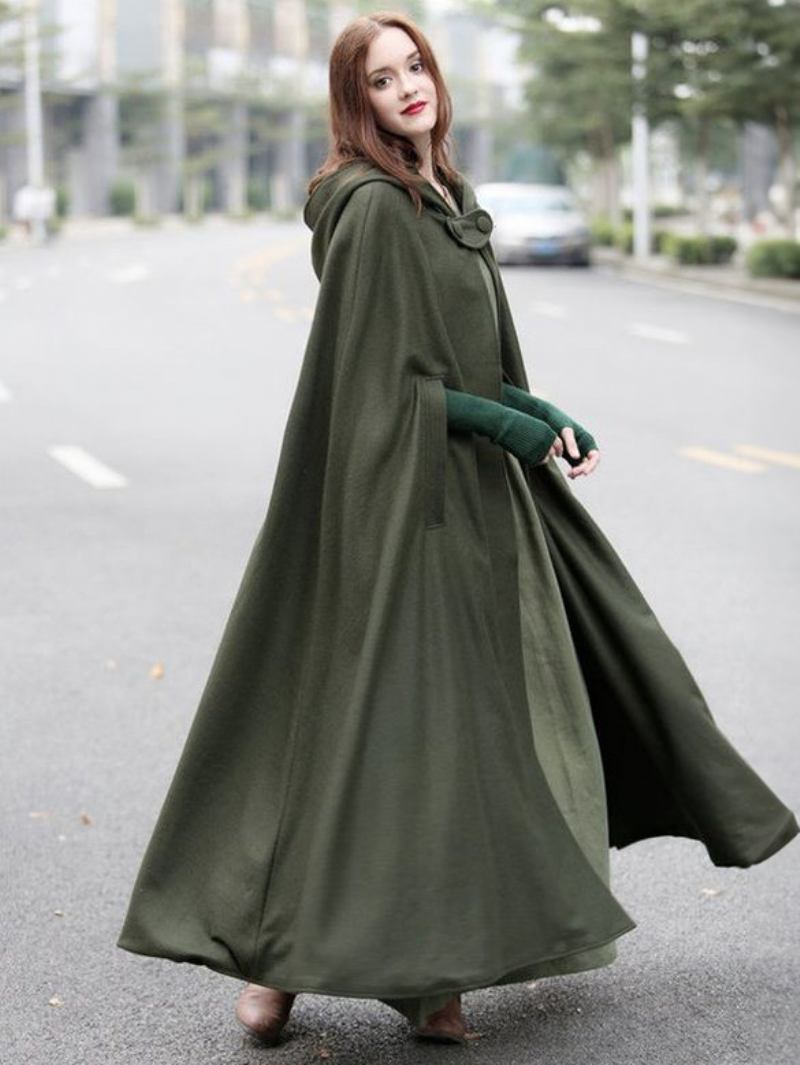 Poncho Feminino Com Capuz Hunter Verde Capa Grande - Verde Caçador