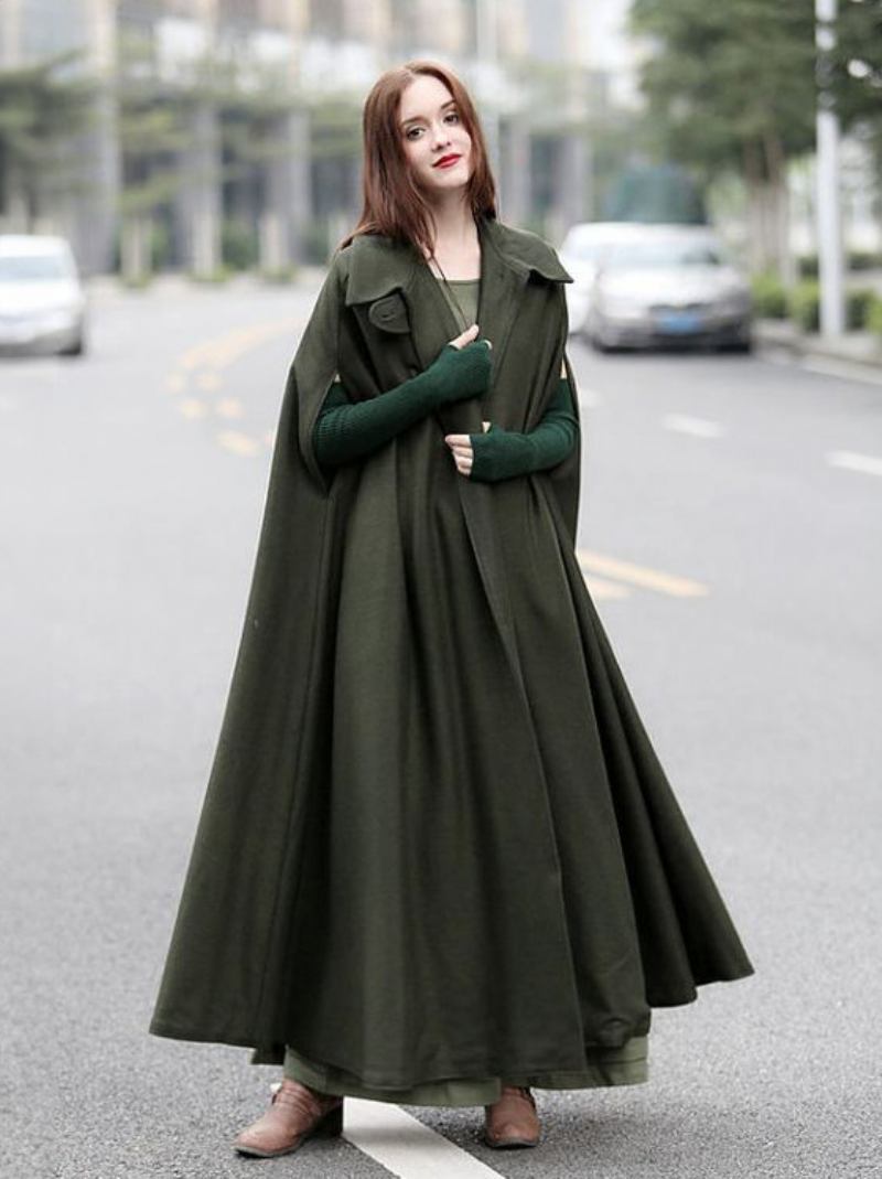 Poncho Feminino Com Capuz Hunter Verde Capa Grande - Verde Caçador