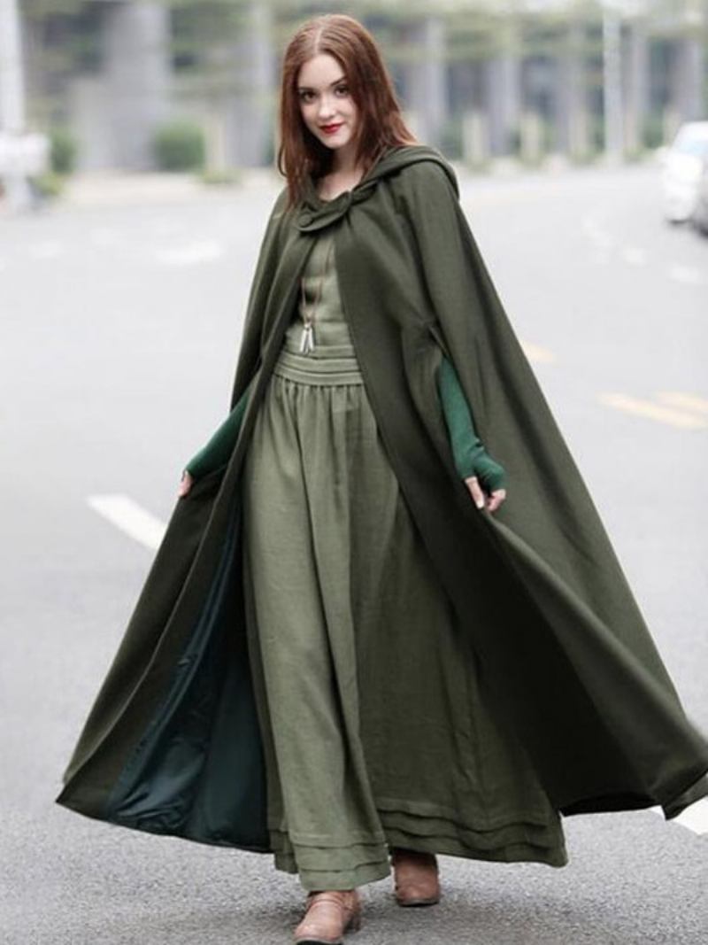 Poncho Feminino Com Capuz Hunter Verde Capa Grande - Verde Caçador