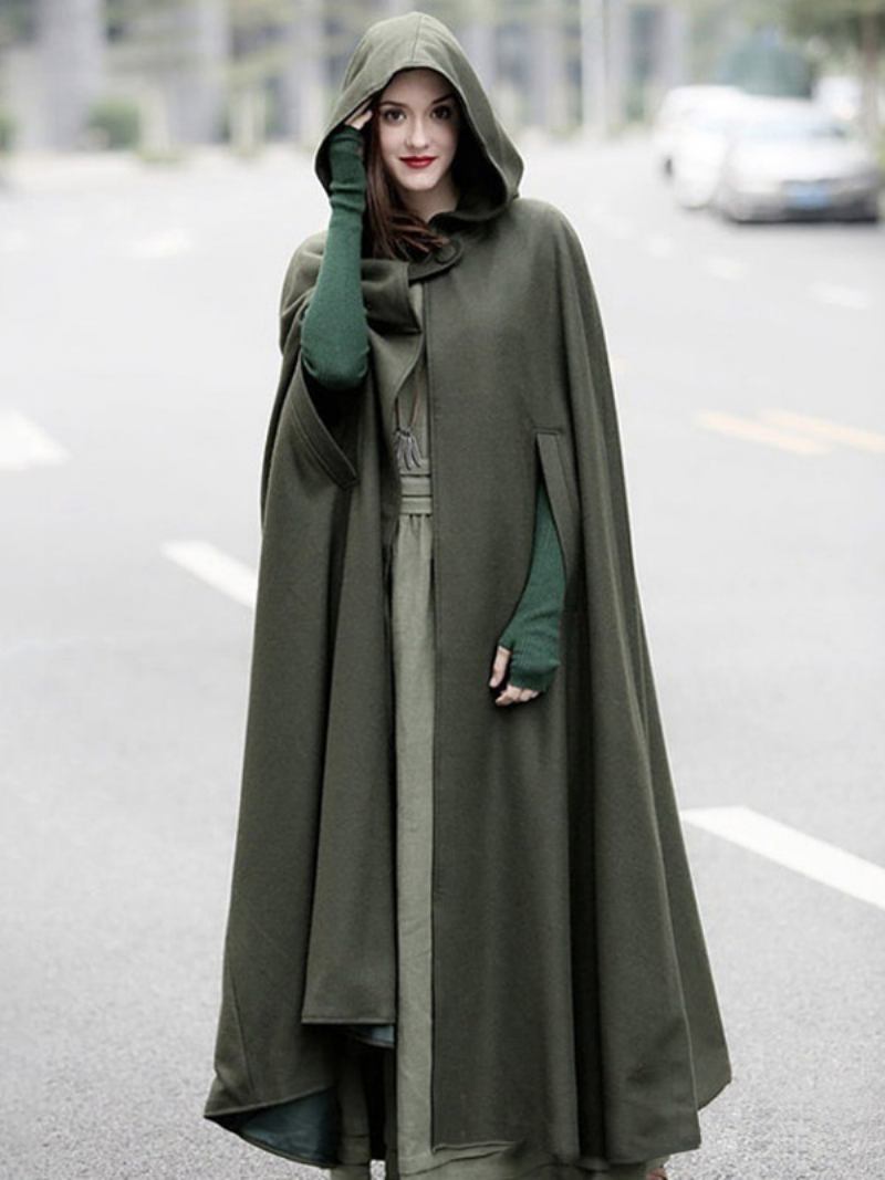 Poncho Feminino Com Capuz Hunter Verde Capa Grande - Verde Caçador