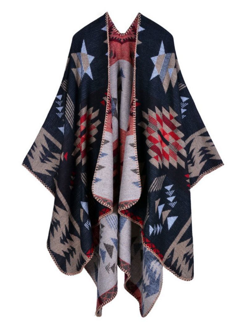 Xaile Wrap Xadrez Bohemian Print Spring Cardigan Cape Para Mulheres - Amarelo Claro