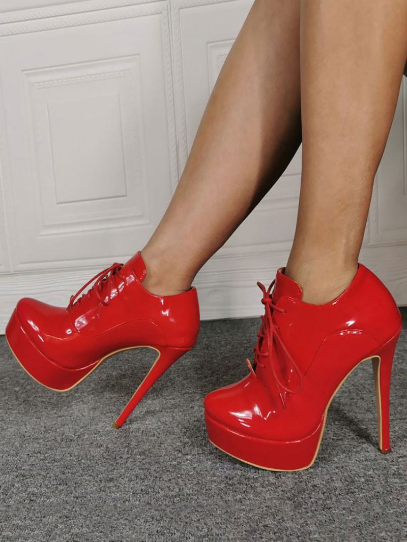 Botas Femininas Com Plataforma E Salto Agulha - Vermelho