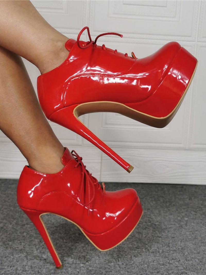 Botas Femininas Com Plataforma E Salto Agulha - Vermelho