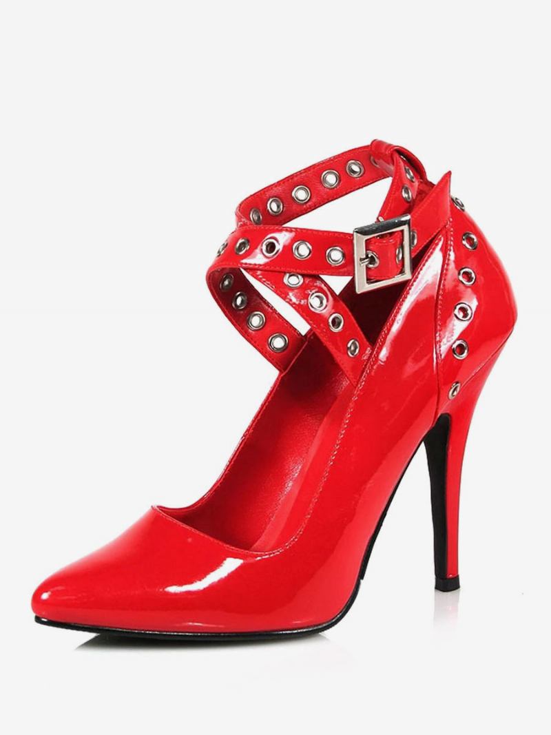 Mulheres Sexy Salto Alto Vermelho Apontou Toe Lantejoulas Sapatos