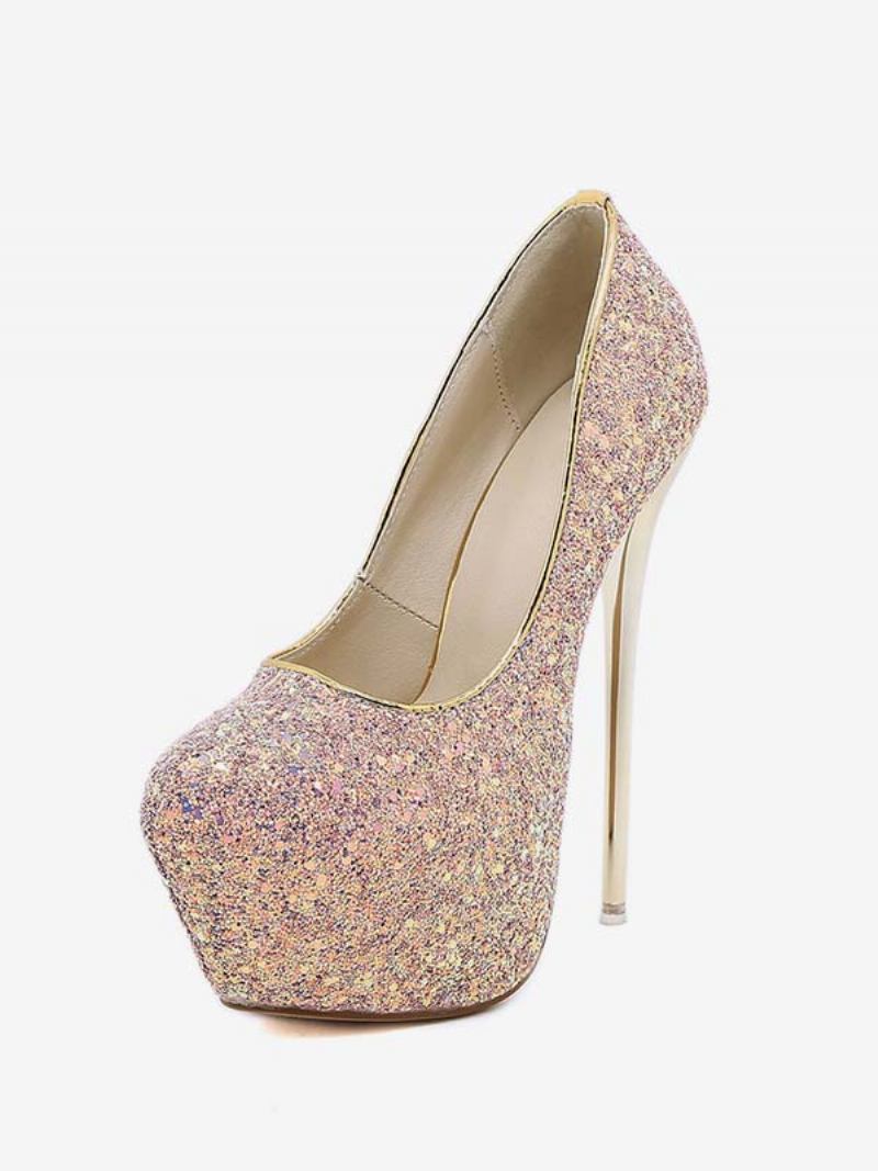 Salto Plataforma Feminino Com Glitter