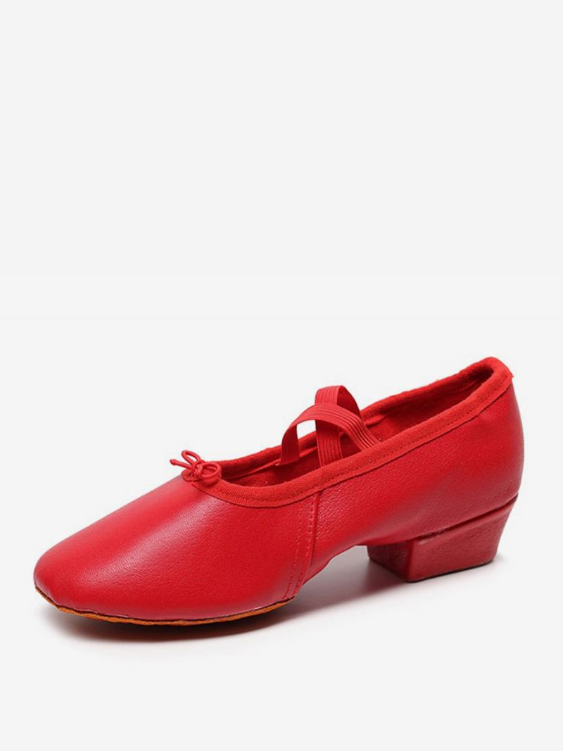 Sapatos Dança Balé Feminino Vermelho Fechado Toe - Vermelho