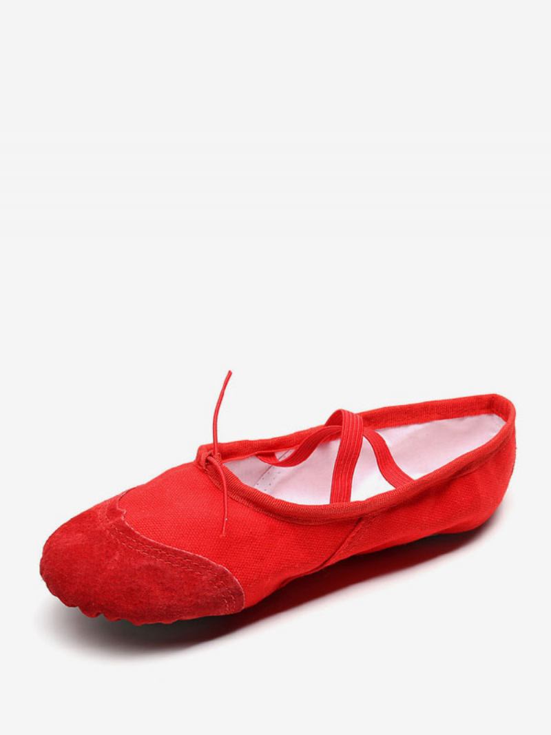 Sapatos Dança Balé Feminino Vermelho Fechado Toe - Vermelho