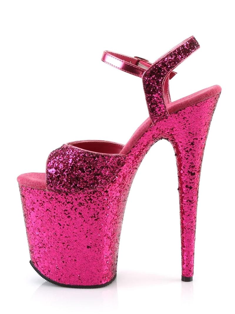 Sapatos Dança Poste Sandálias Sexy Para Mulheres Couro Avelã Peep Toe Stiletto Stripper - Rosa