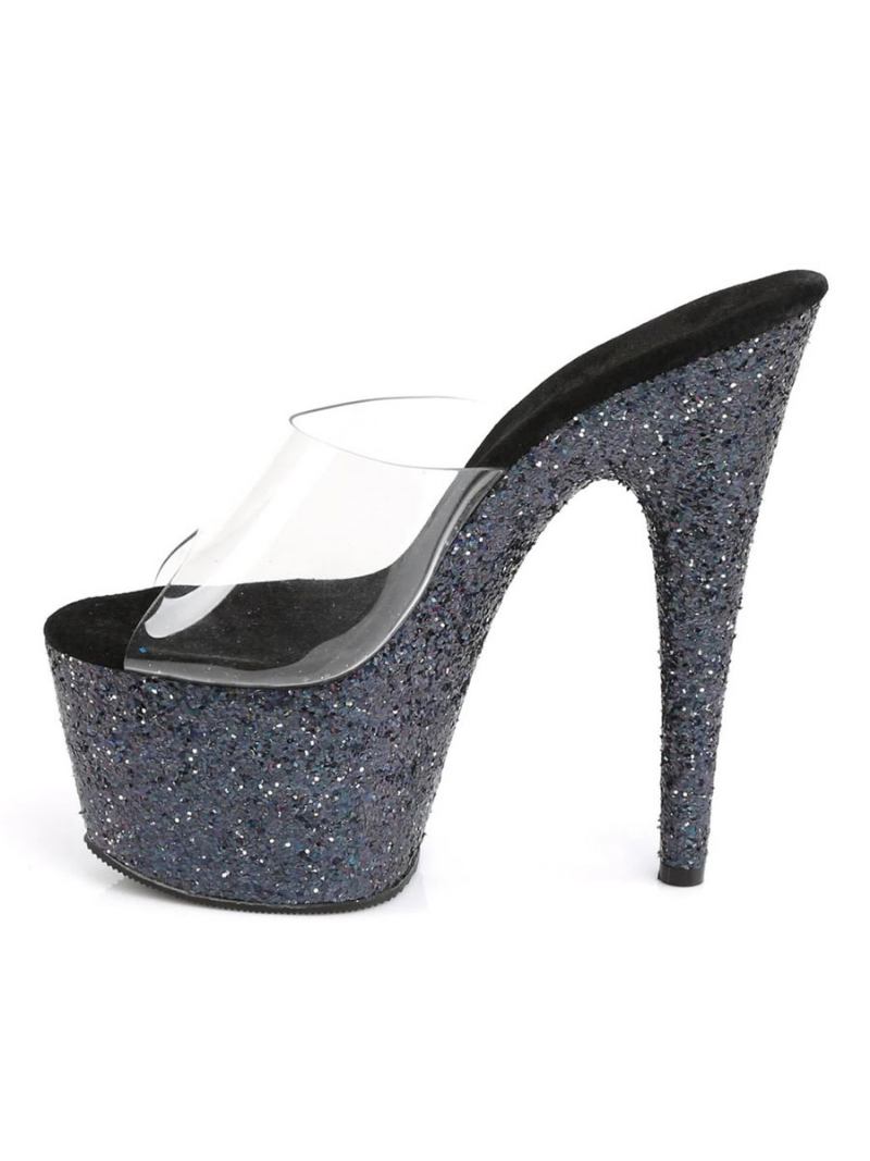 Sapatos Femininos Salto Alto Sexy Sandálias Couro Azul Peep Toe Antiderrapante Borracha Stripper