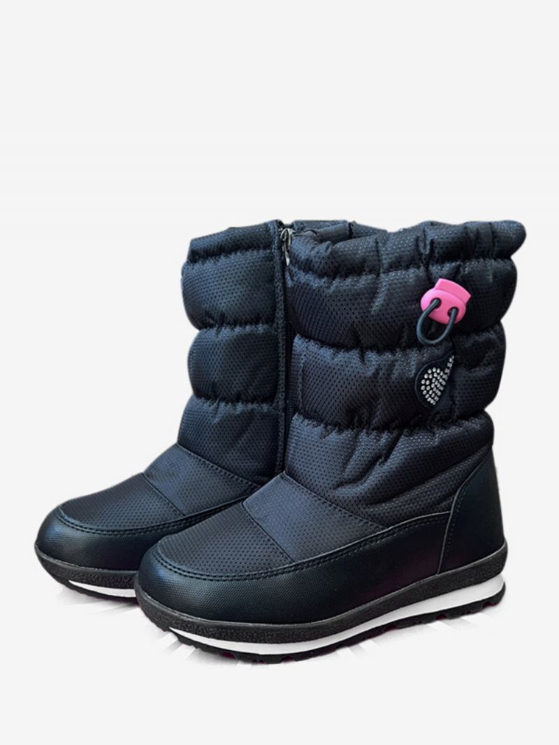 Botas Neve Infantis Unissex Bico Redondo Forro Pelúcia Curto Com Cordão Inverno