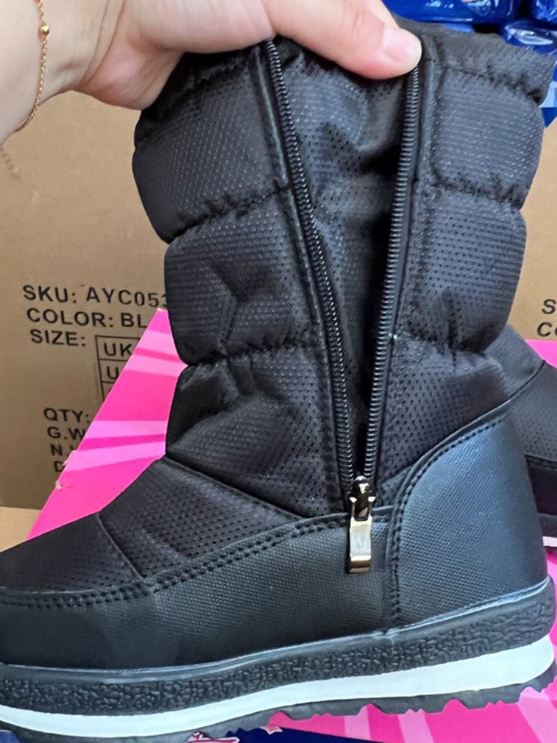 Botas Neve Infantis Unissex Bico Redondo Forro Pelúcia Curto Com Cordão Inverno - Preto