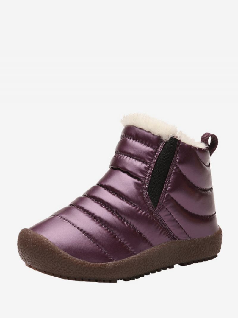 Botas Neve Infantis Unissex Com Bico Redondo E Forro Pelúcia Curto Inverno - Roxo