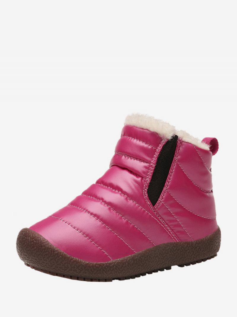 Botas Neve Infantis Unissex Com Bico Redondo E Forro Pelúcia Curto Inverno - Rosa