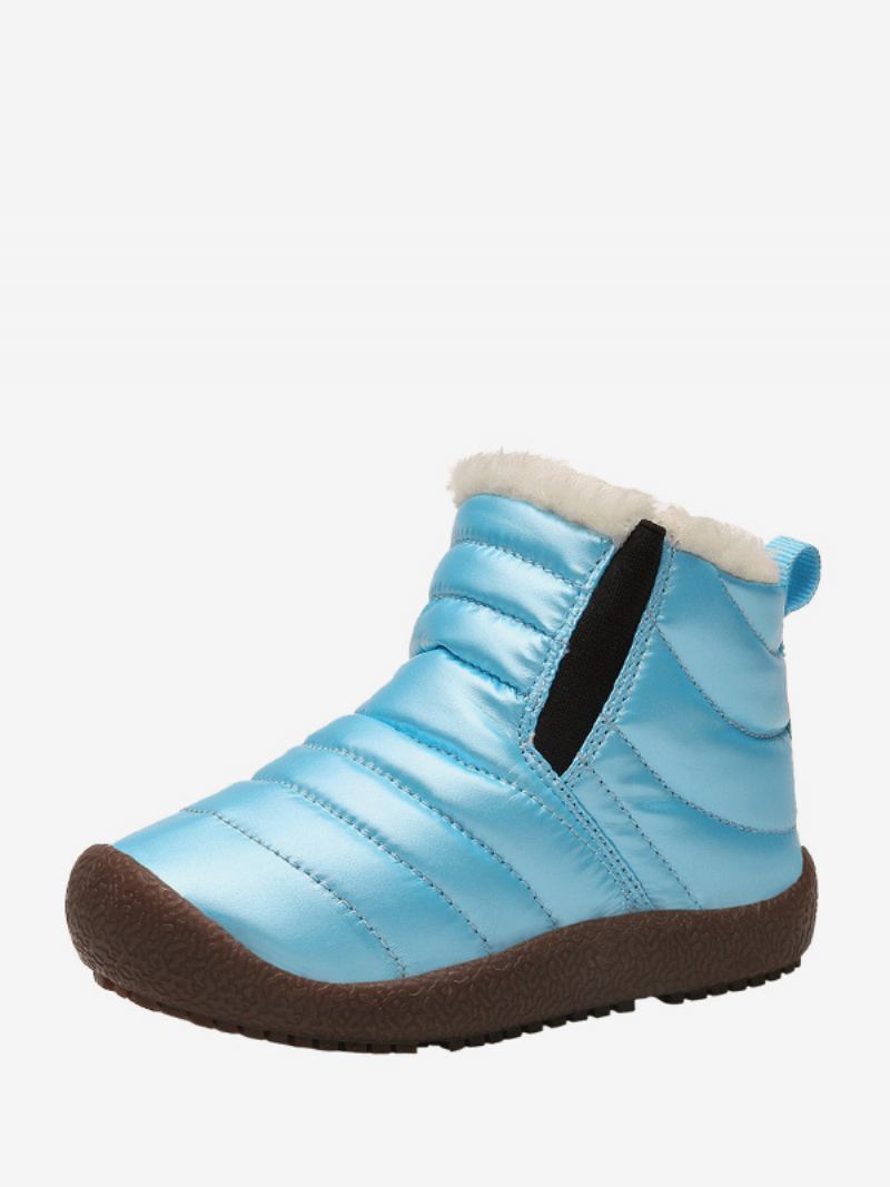 Botas Neve Infantis Unissex Com Bico Redondo E Forro Pelúcia Curto Inverno - Azul