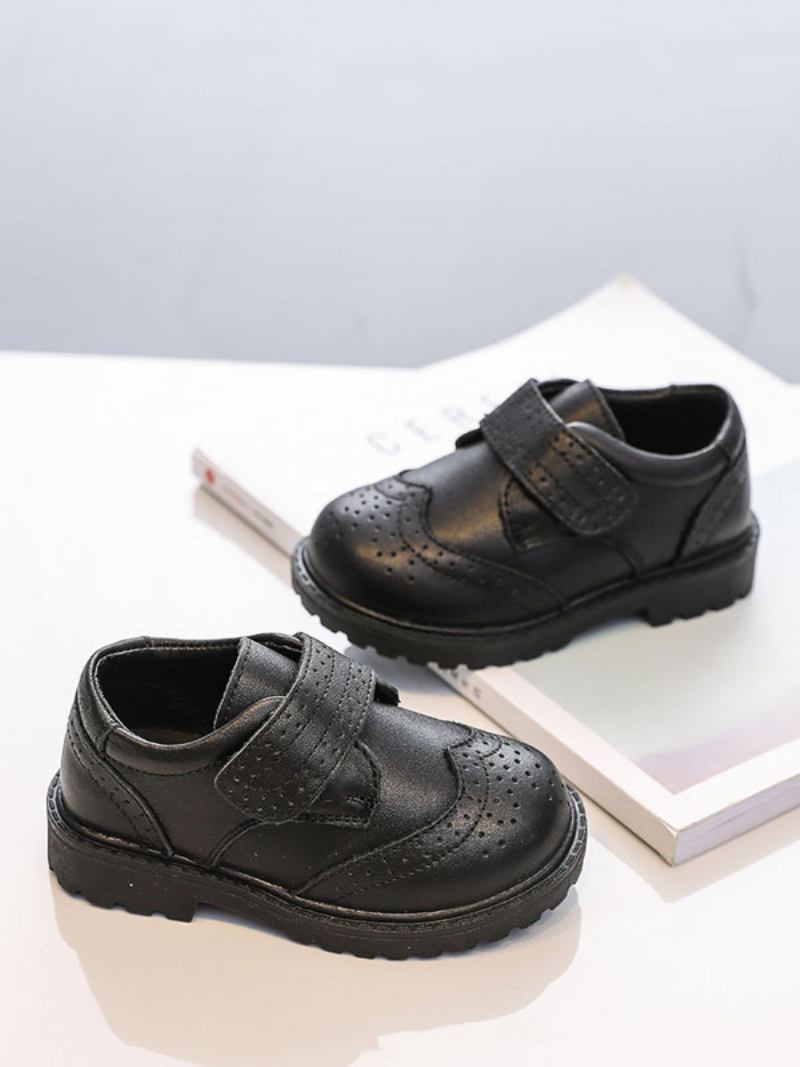 Mocassins Brogue Masculinos Bico Redondo Couro Sintético Preto Sapatos Festa - Preto