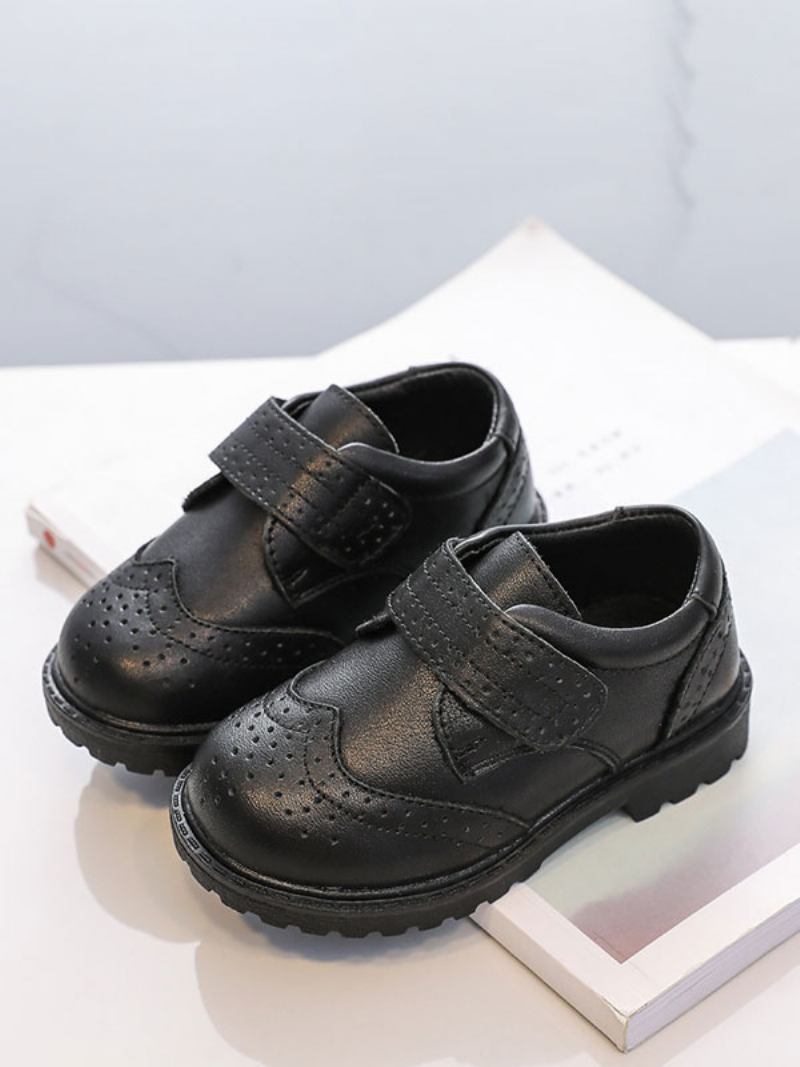 Mocassins Brogue Masculinos Bico Redondo Couro Sintético Preto Sapatos Festa - Preto