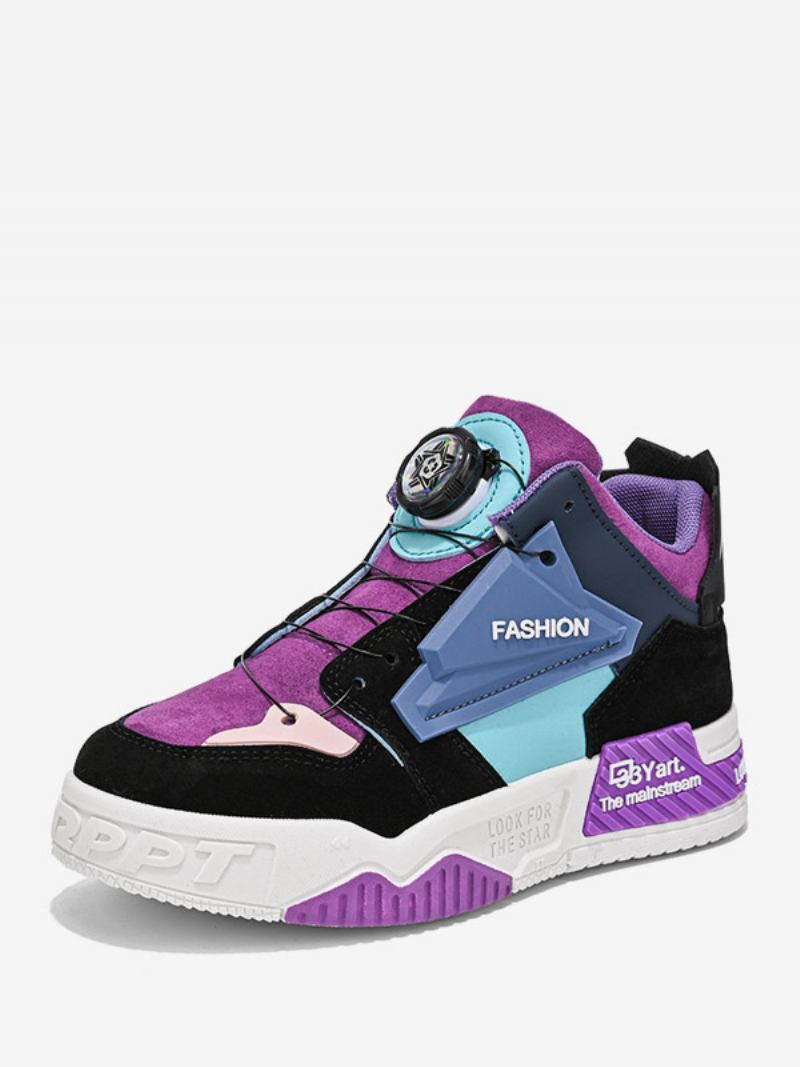 Sapatos Masculinos Couro Pu Geométrico Elegante - Roxo