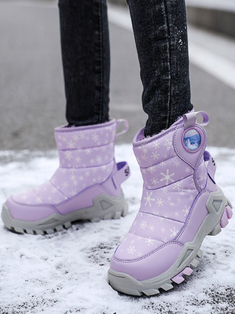 Sapatos Masculinos Smart Jelly Botas Neve Em Couro Pu - Roxo