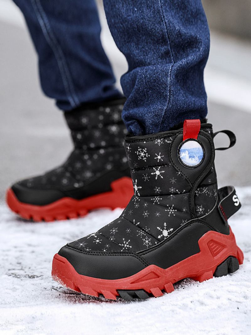 Sapatos Masculinos Smart Jelly Botas Neve Em Couro Pu - Vermelho