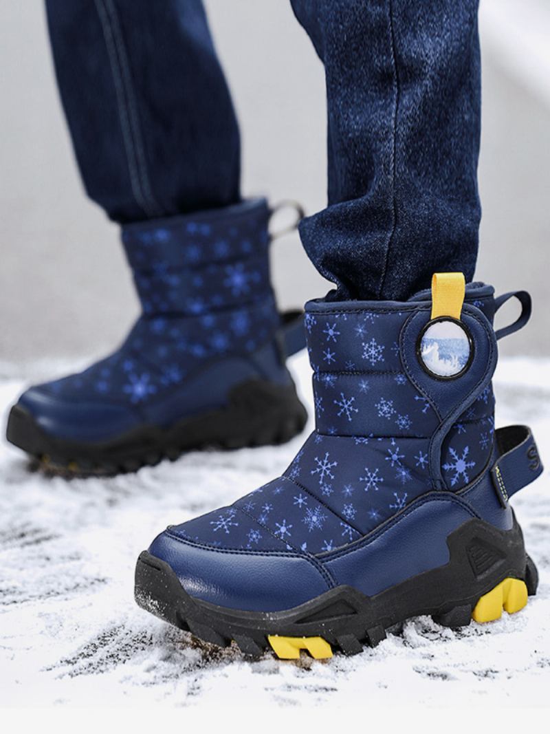 Sapatos Masculinos Smart Jelly Botas Neve Em Couro Pu - Azul