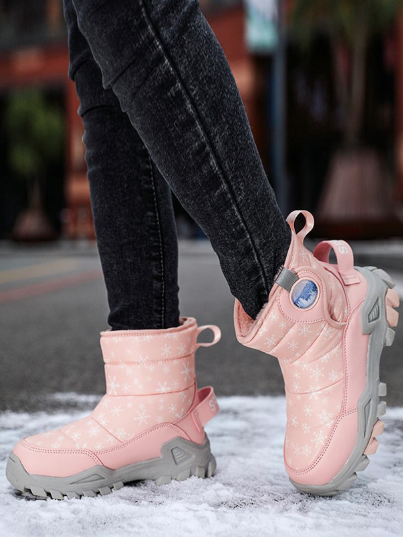 Sapatos Masculinos Smart Jelly Botas Neve Em Couro Pu - Rosa