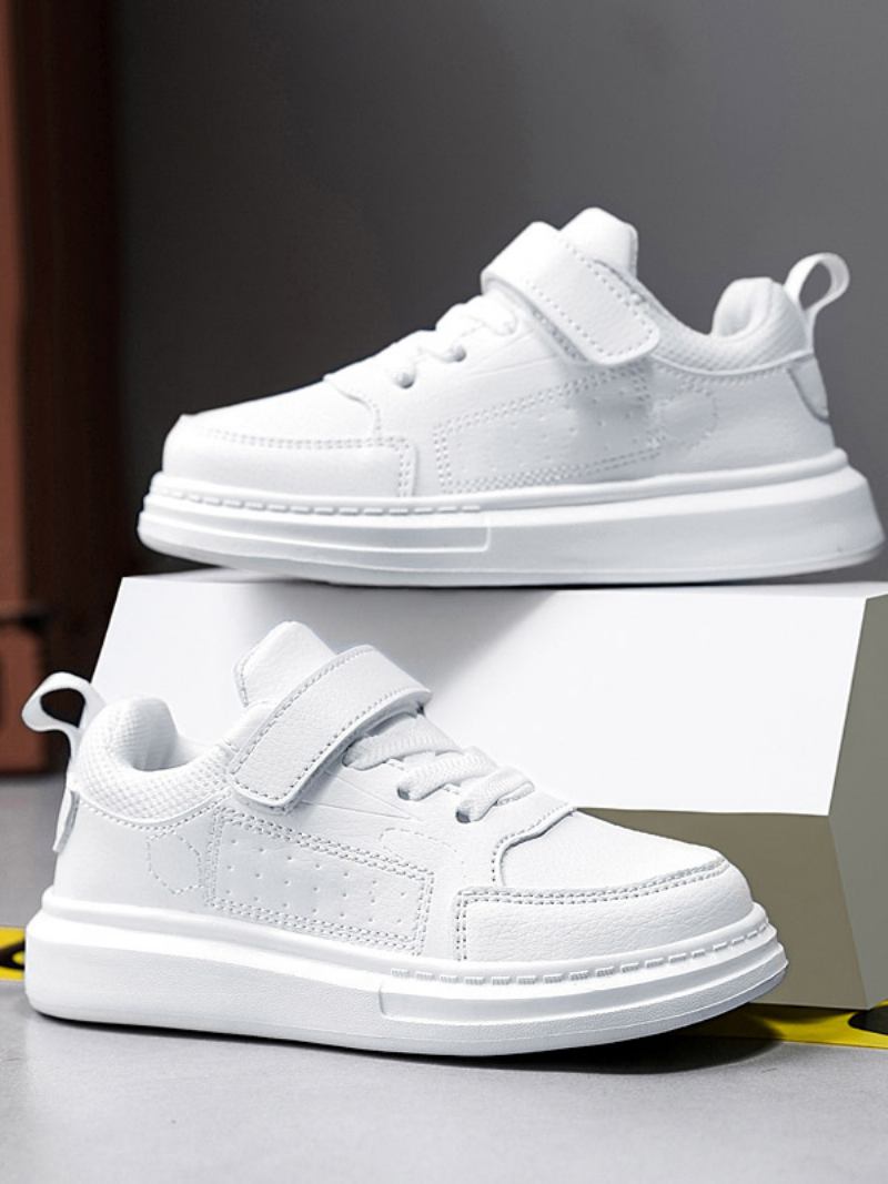 Sapatos Para Crianças Personagens Desenhos Animados Populares Estampam Couro Pu - Branco