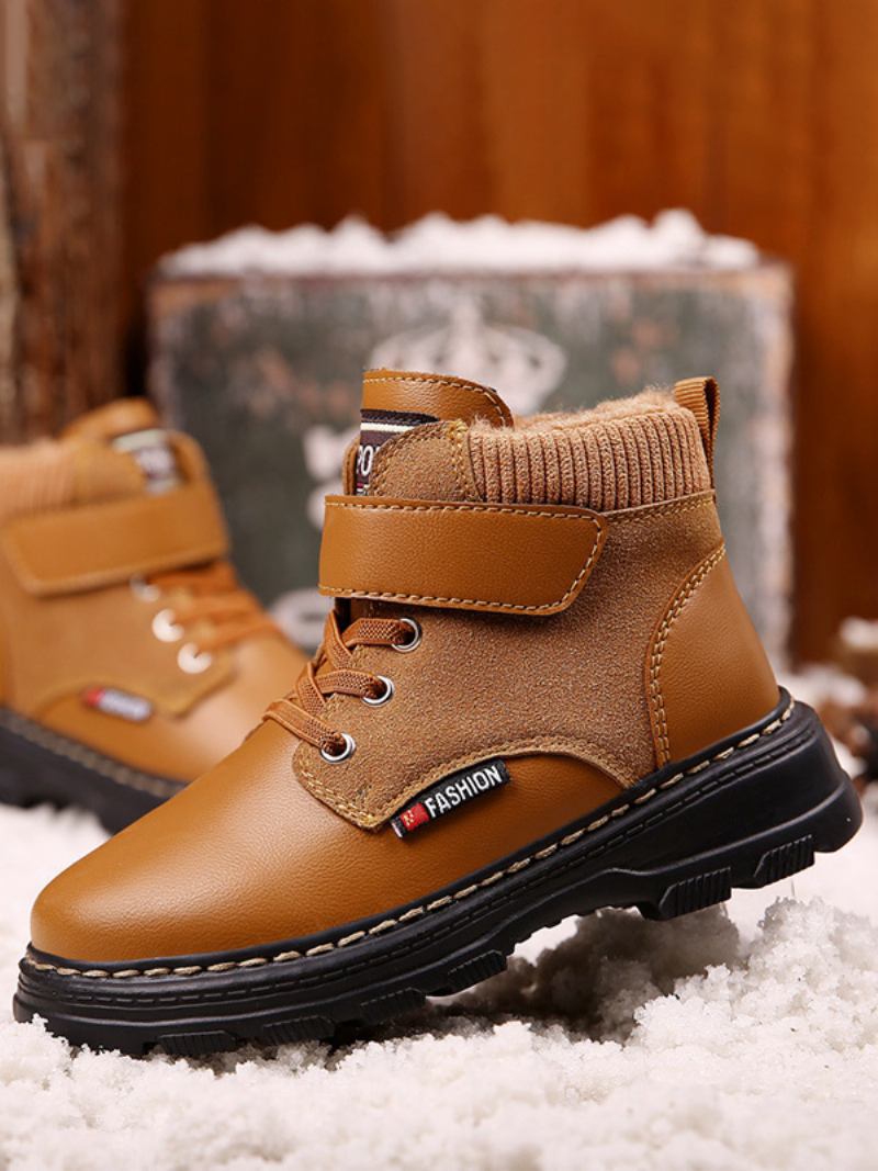 Sapatos Para Meninos Botas Neve Elegantes Com Cadarços - Café Marrom