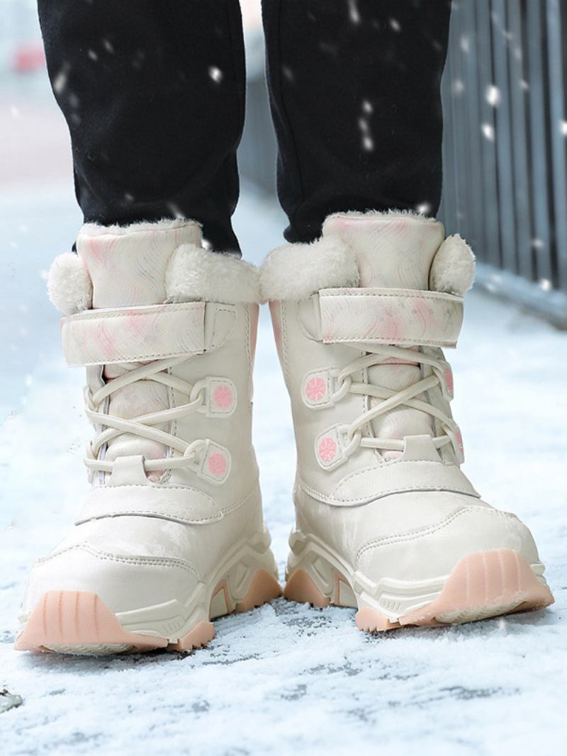 Sapatos Para Meninos Lindas Botas Inverno Em Bloco Colorido - Branco