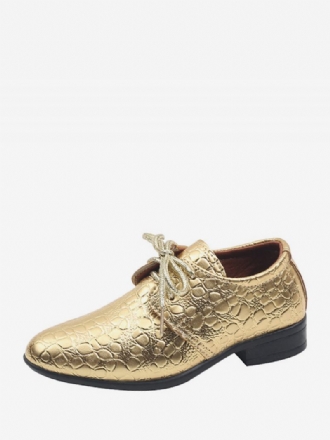 Sapatos Porta-anéis Com Bico Fino Dourado E Formais Para Menino