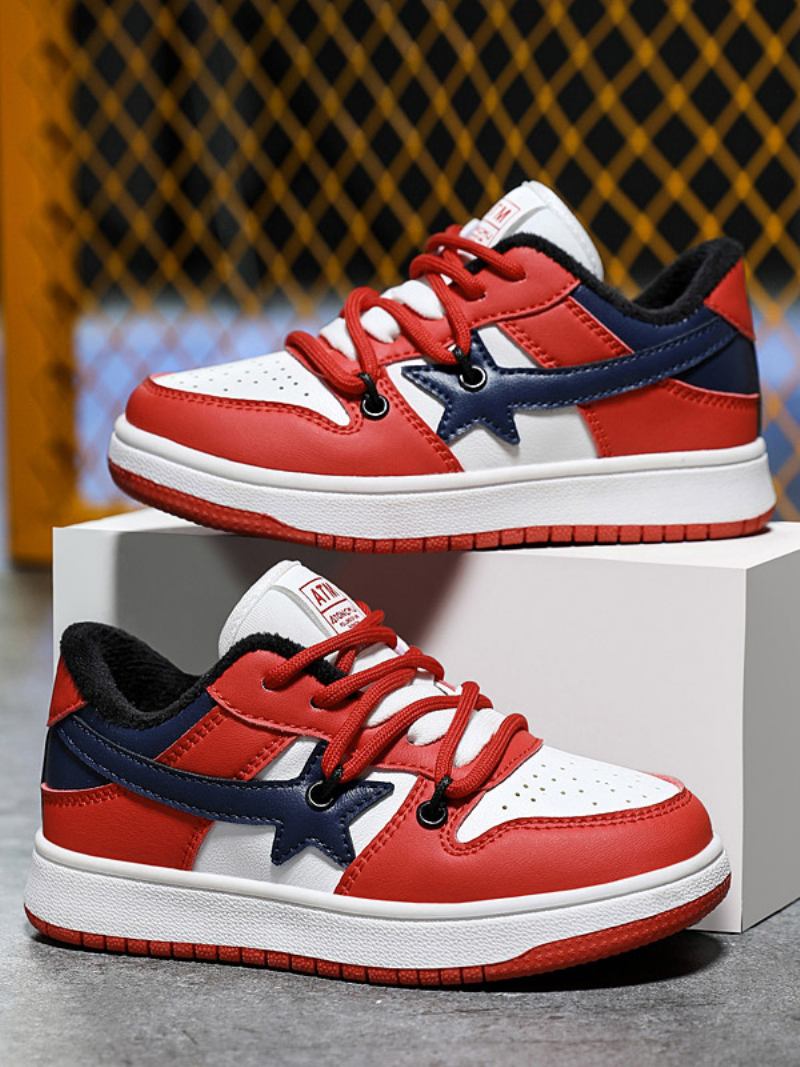 Sapatos Skate Para Meninos Com Cadarços - Vermelho