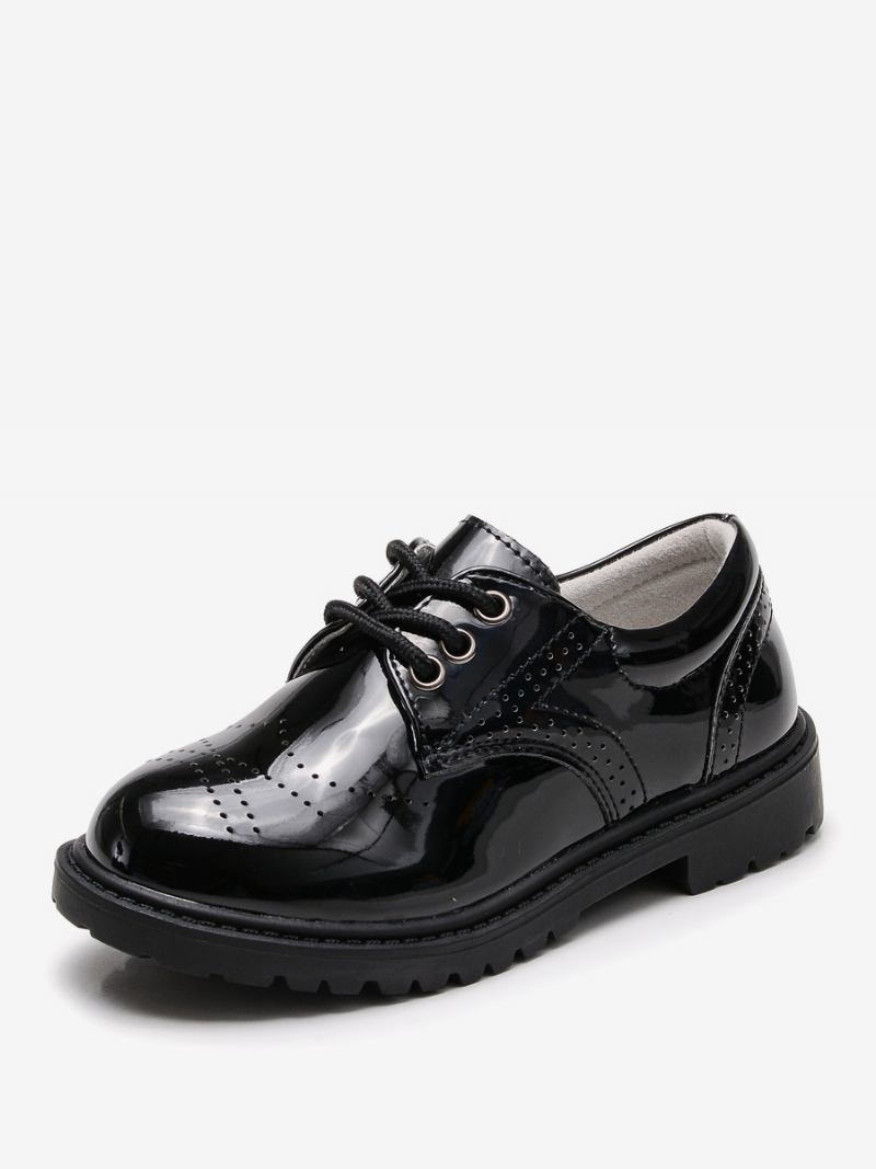 Sapatos Sociais Masculinos Brogue Bico Redondo Com Cadarço Oxford Formais Para Festa - Preto