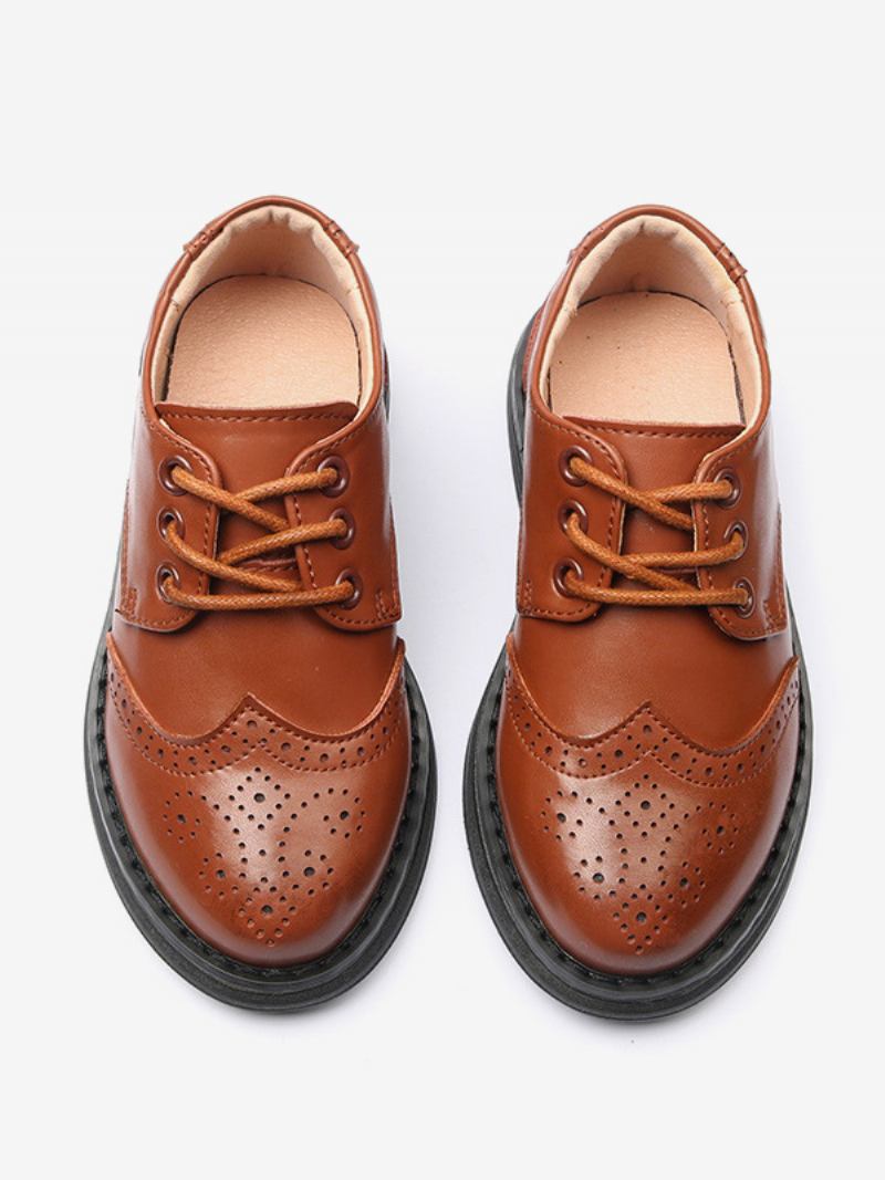 Sapatos Sociais Masculinos Brogue Preto Bico Redondo Com Cadarço Formais Festa - Café Marrom